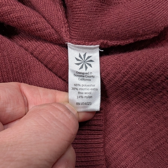 Athleta Sweater Womens L Red Burgundy Wool Thermal Honeycomb Waffle Knit - Picture 7 of 9